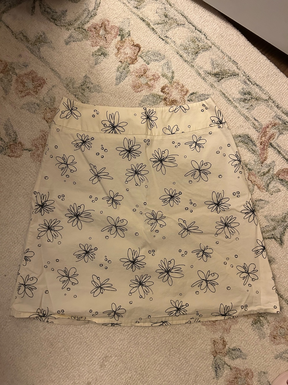 VINTAGE RAFAELLA Cream Floral Doodle Skirt